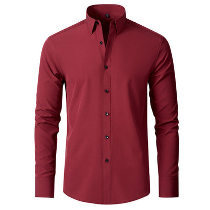 Men's short-sleeve flexible shirt featuring a modern design, displayed on a mannequin in a well-lit setting. The shirt has a relaxed fit and 6
