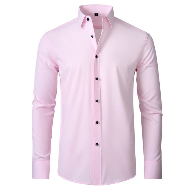 Men's short-sleeve flexible shirt featuring a modern design, displayed on a mannequin in a well-lit setting. The shirt has a relaxed fit and 8