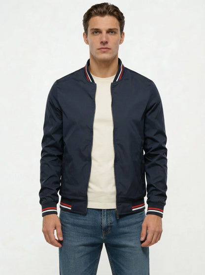Men's bomber jacket featuring a zip closure and a classic collar. 3