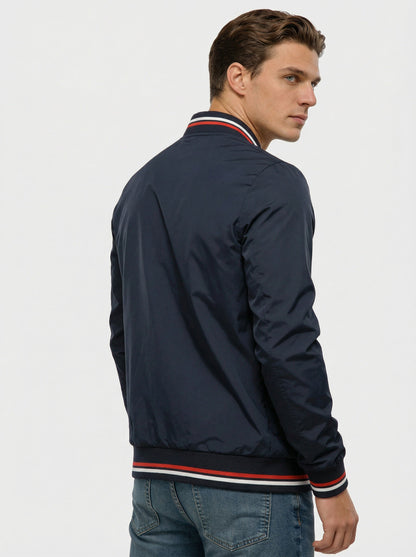 Men's bomber jacket featuring a zip closure and a classic collar. 5