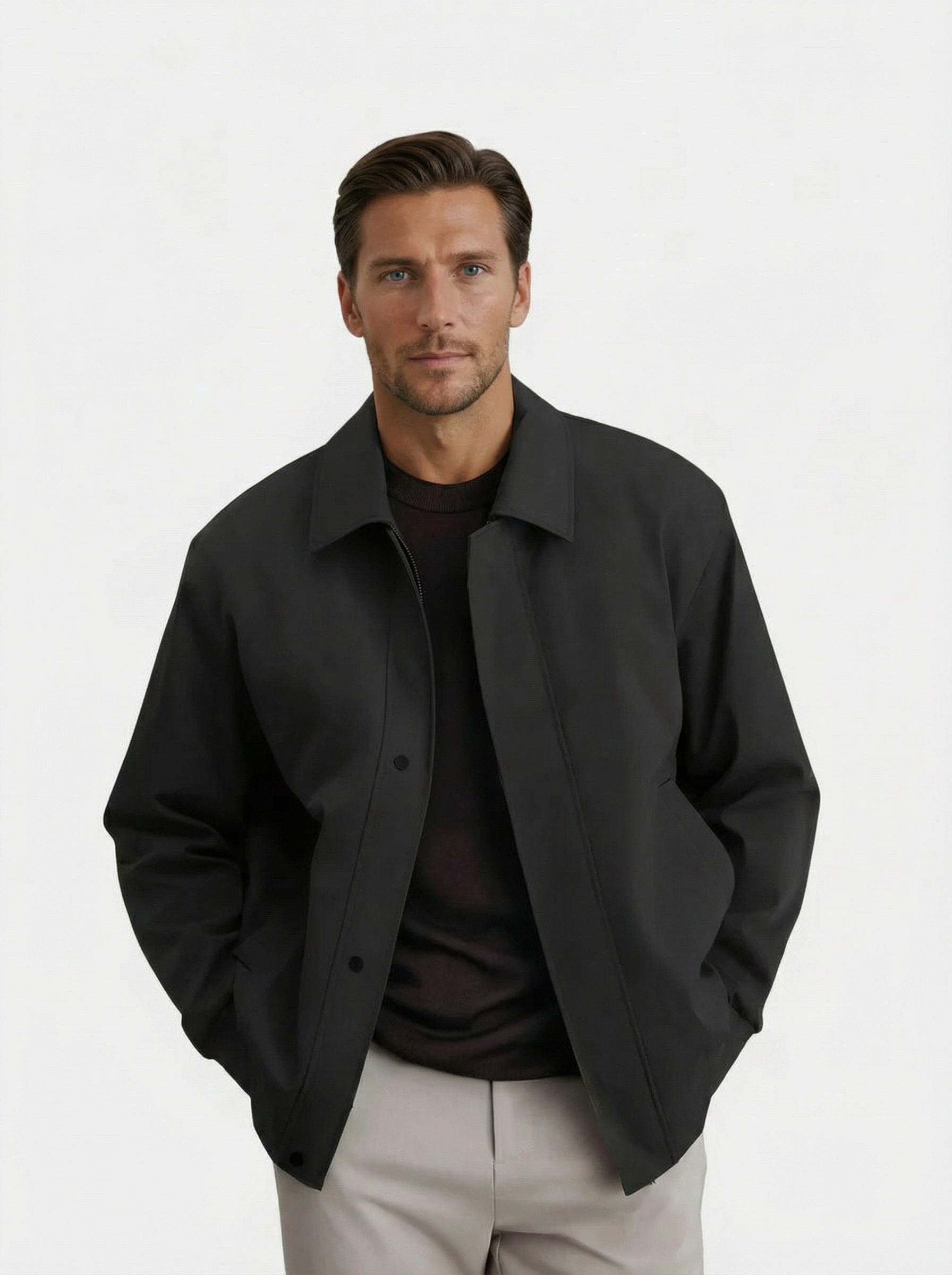 Men's bomber jacket featuring a zip closure and ribbed cuffs. 0