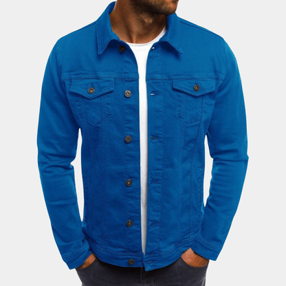 Men's denim jacket featuring a fitted cut and classic collar design. 3