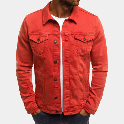 Men's denim jacket featuring a fitted cut and classic collar design. 4