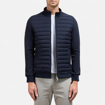 Men's lightweight winter jacket featuring a high collar. The jacket is designed for cold weather, showcasing a streamlined fit and practical zip-up front. 6