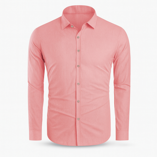 Men's short-sleeve linen shirt in a casual style, featuring a relaxed fit, a button-down front, and a classic collar. The shirt 0