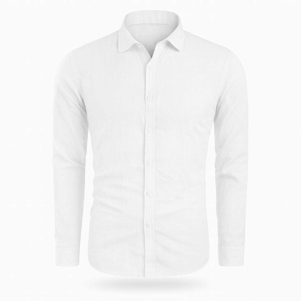 Men's short-sleeve linen shirt in a casual style, featuring a relaxed fit, a button-down front, and a classic collar. The shirt 1