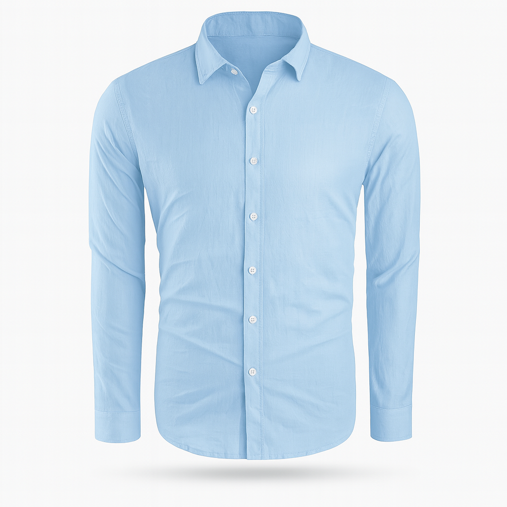 Men's short-sleeve linen shirt in a casual style, featuring a relaxed fit, a button-down front, and a classic collar. The shirt 2