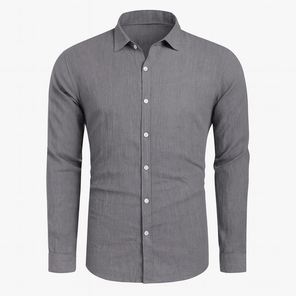 Men's short-sleeve linen shirt in a casual style, featuring a relaxed fit, a button-down front, and a classic collar. The shirt 3
