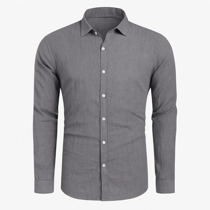 Men's short-sleeve linen shirt in a casual style, featuring a relaxed fit, a button-down front, and a classic collar. The shirt 3