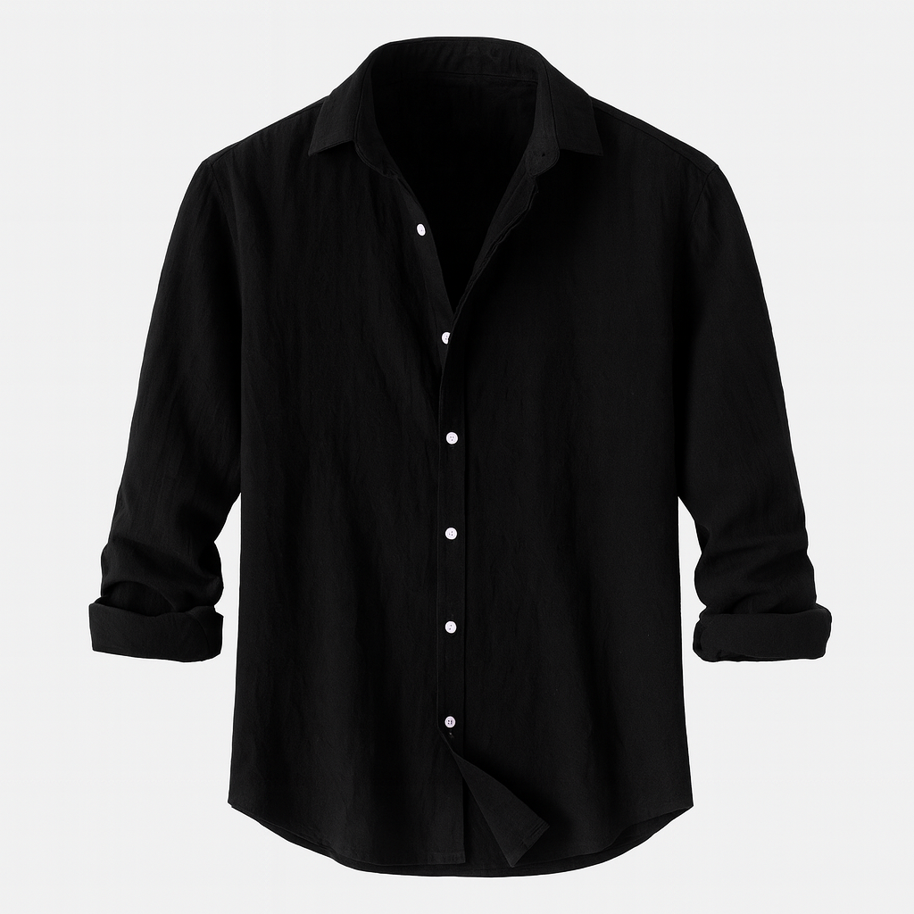 Men's short-sleeve linen shirt in a casual style, featuring a relaxed fit, a button-down front, and a classic collar. The shirt 4