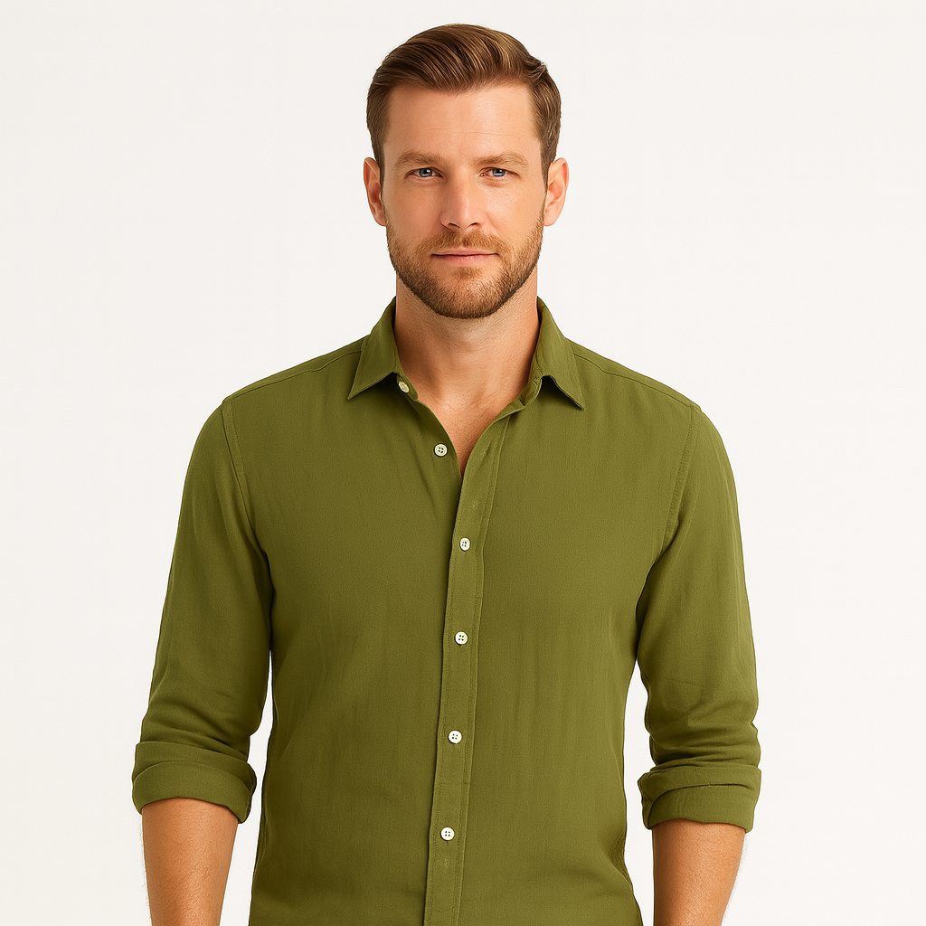 Men's short-sleeve linen shirt in a casual style, featuring a relaxed fit, a button-down front, and a classic collar. The shirt 6