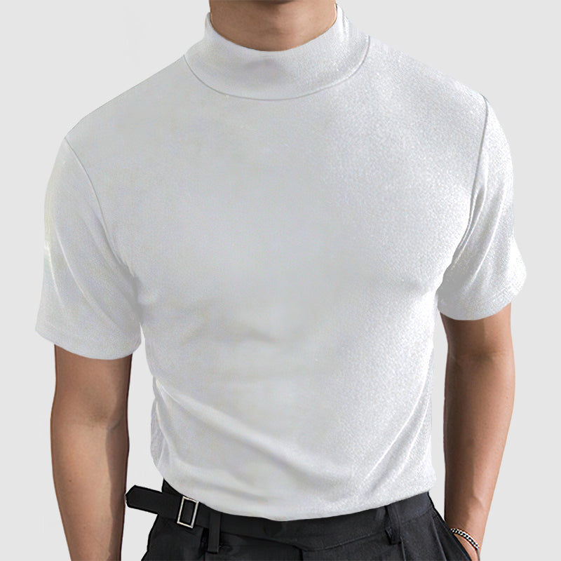 Męska t-shirt z elastycznym dopasowaniem, prezentująca prosty, klasyczny krój i krótki rę 7
