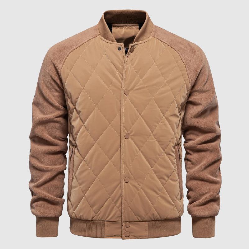 Men's quilted bomber jacket featuring elastic cuffs and a sporty design. 5