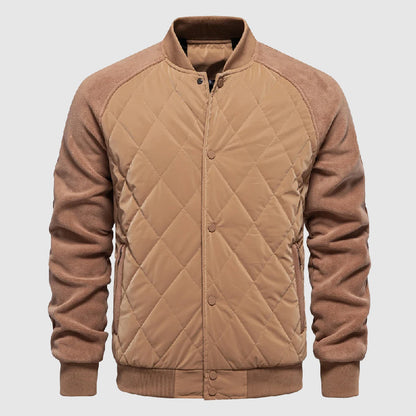 Men's quilted bomber jacket featuring elastic cuffs and a sporty design. 5