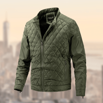 Men's winter quilted jacket with a zipper and pockets, featuring a sleek design and practical elements. 2