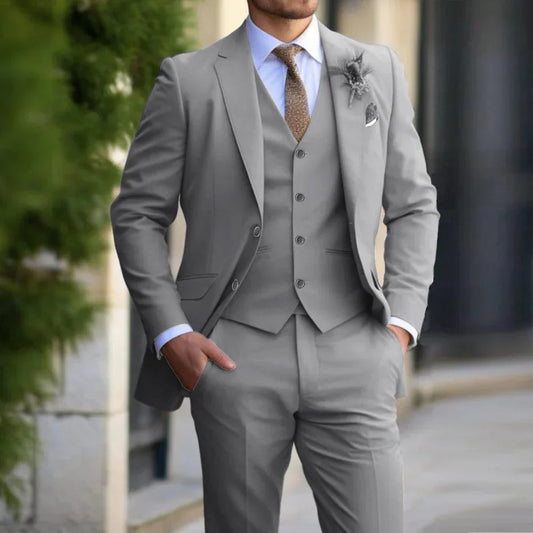 Męski garnitur 3-częściowy slim fit z marynarką i kamizelką w eleganckim klasycz 0