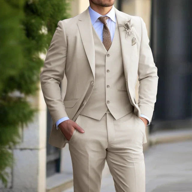 Męski garnitur 3-częściowy slim fit z marynarką i kamizelką w eleganckim klasycz 1