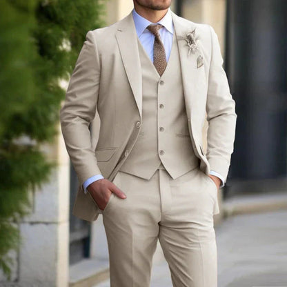 Męski garnitur 3-częściowy slim fit z marynarką i kamizelką w eleganckim klasycz 1