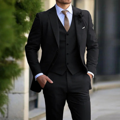Męski garnitur 3-częściowy slim fit z marynarką i kamizelką w eleganckim klasycz 2