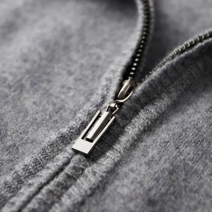 Men's classic cardigan with a zip closure in a regular fit, displayed on a hanger against a neutral background. 7