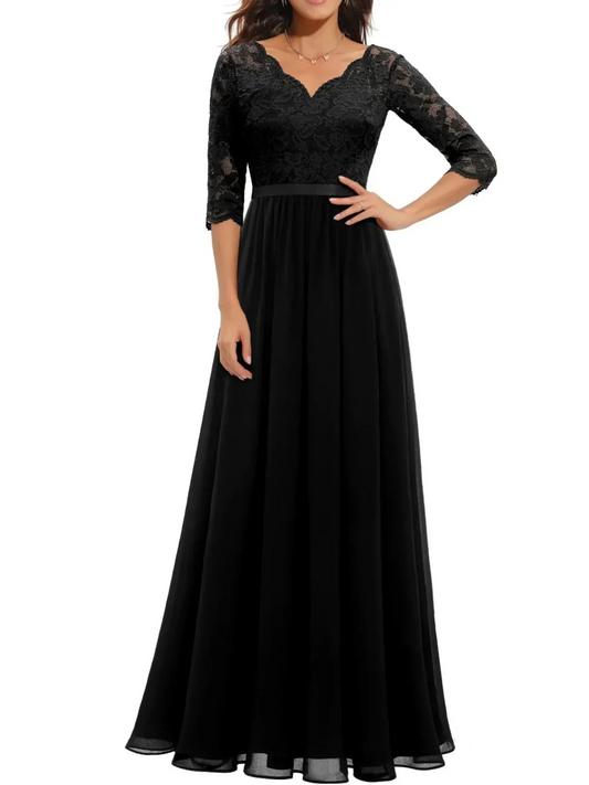 Maxi dress with a corset design, featuring intricate lace detailing, suitable for weddings and evening outings. 0