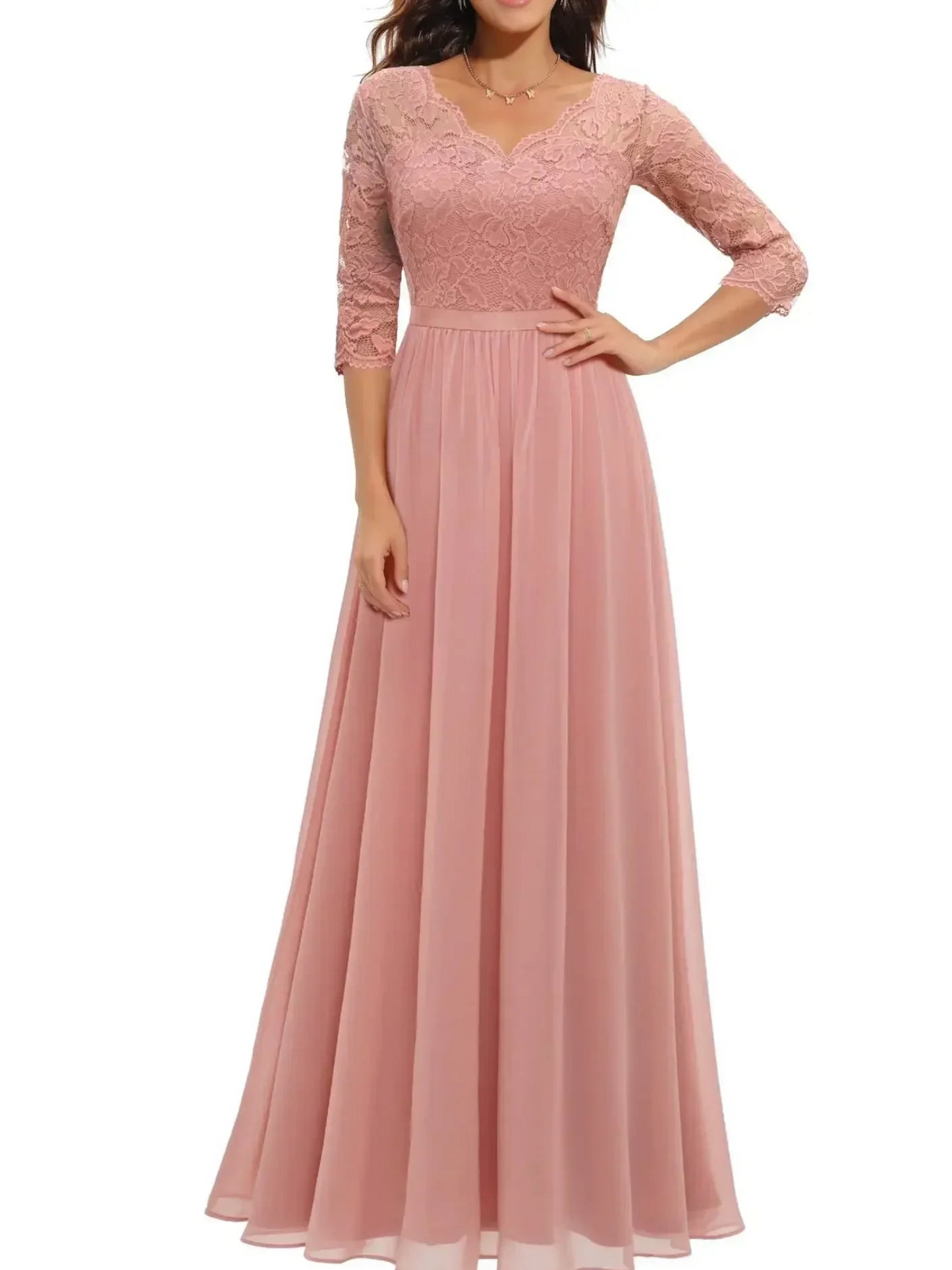 Maxi dress with a corset design, featuring intricate lace detailing, suitable for weddings and evening outings. 2