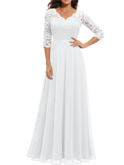 Maxi dress with a corset design, featuring intricate lace detailing, suitable for weddings and evening outings. 3