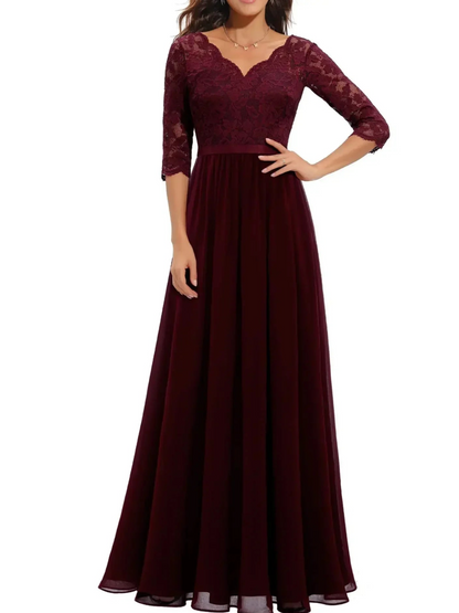Maxi dress with a corset design, featuring intricate lace detailing, suitable for weddings and evening outings. 5