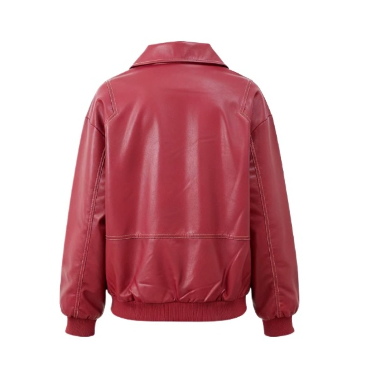 Women's oversized bomber jacket featuring contrast stitching details. 5
