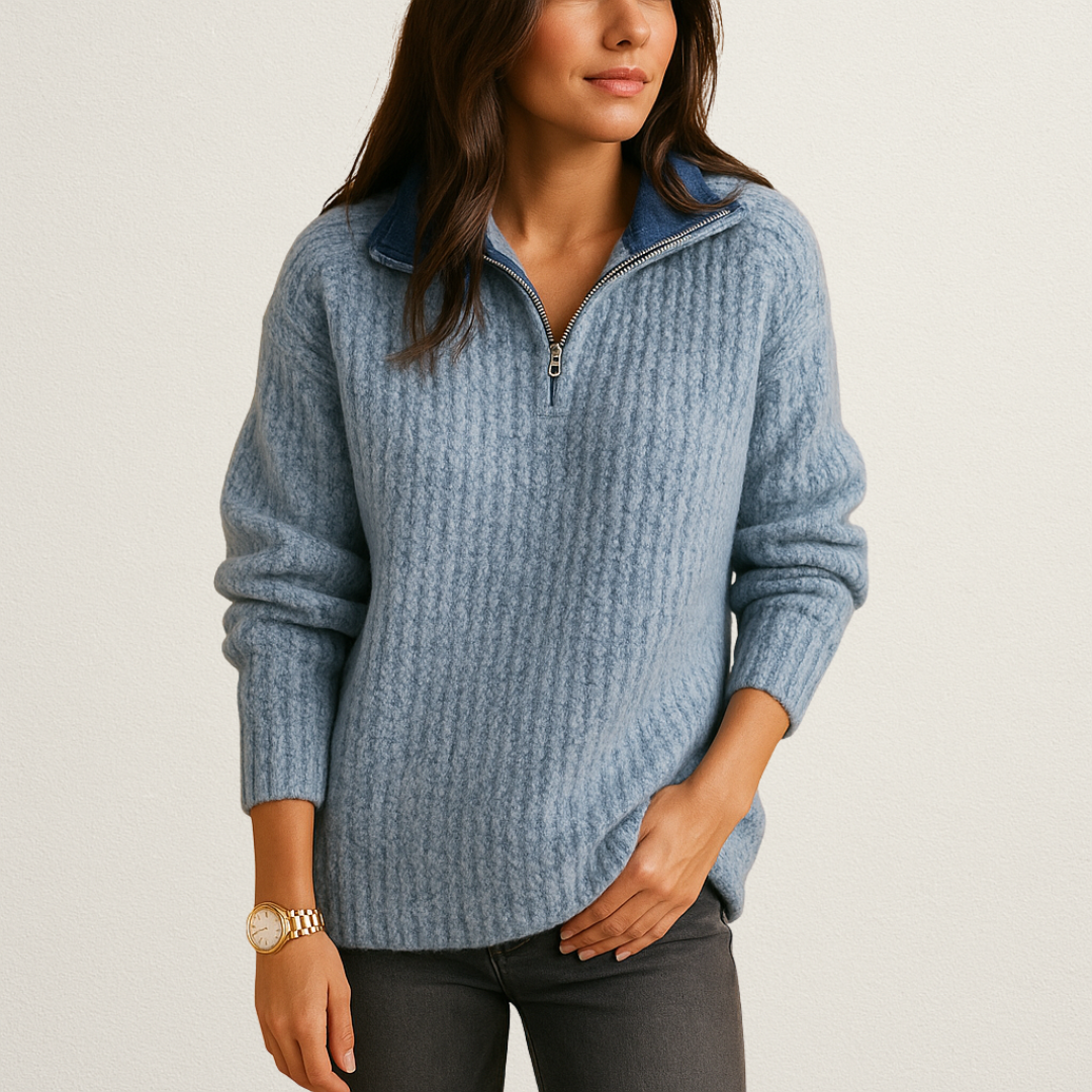 Norvavi | Elegancki damski sweter z półzamkiem i wygodnym krojem